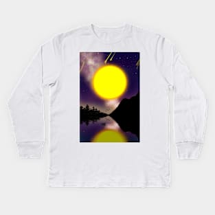 Super Moon Above The River Kids Long Sleeve T-Shirt